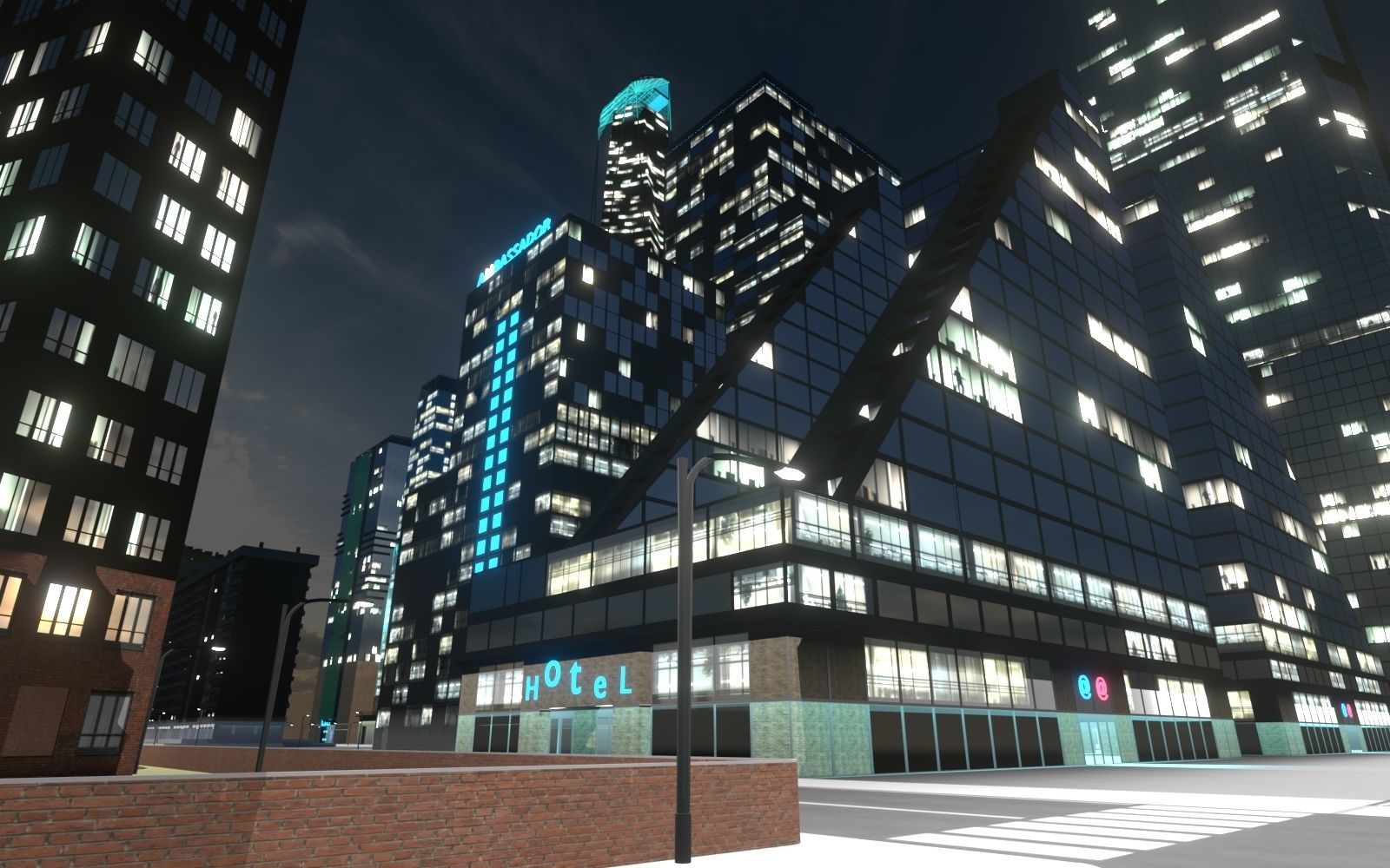 Skyscrapers Pack 01 Low-poly 3D model_30