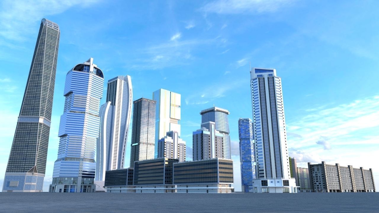 Skyscrapers Pack 01 Low-poly 3D model_9