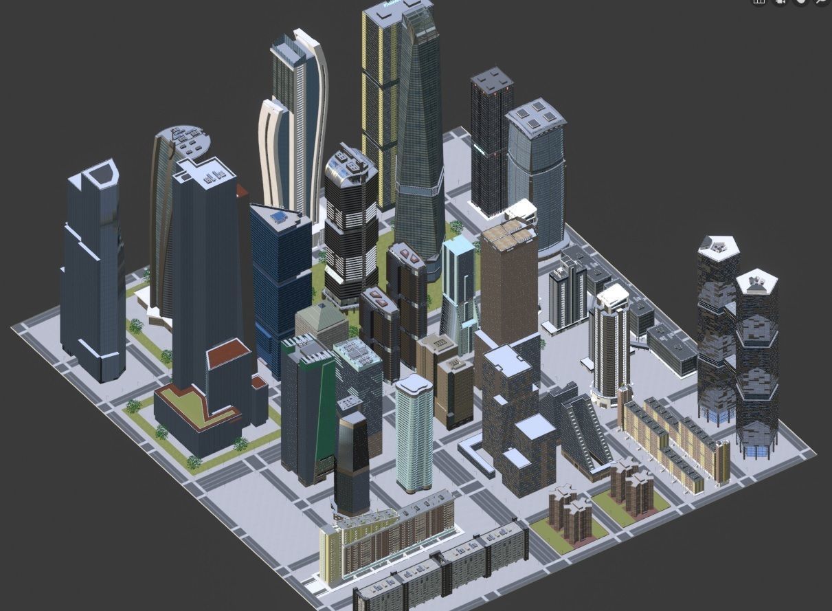 Skyscrapers Pack 01 Low-poly 3D model_27