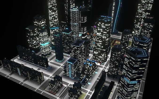 Skyscrapers Pack 01 Low-poly 3D model 2