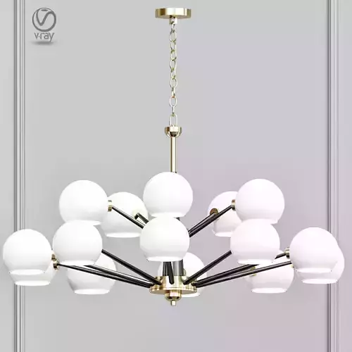 Thalia chandelier White glass 15 3D model