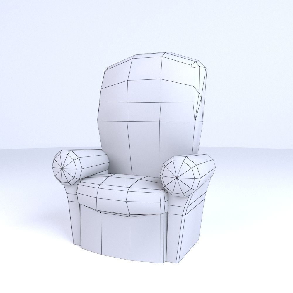 Cartoon Style Simple Sofa Low-poly 3D model_5