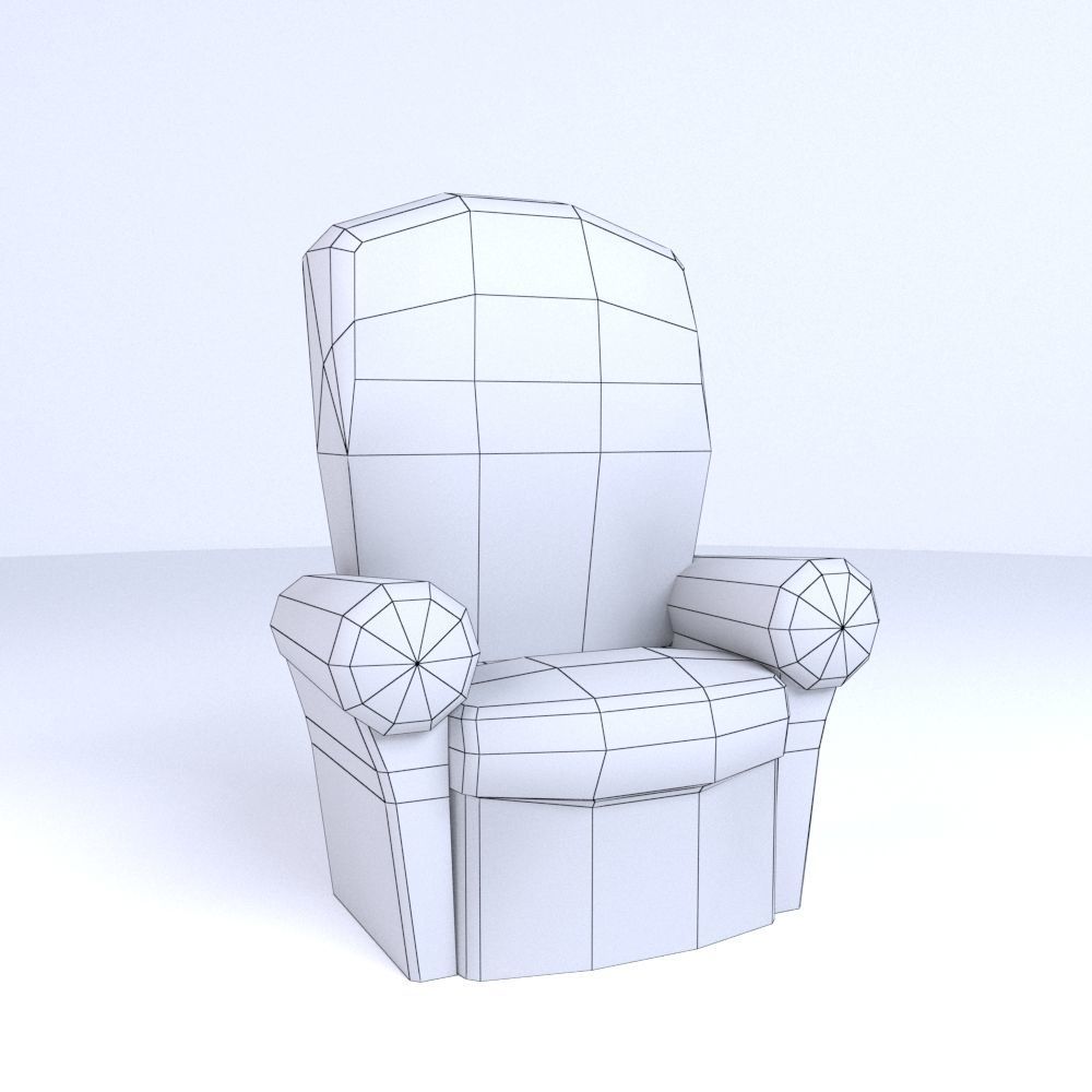 Cartoon Style Simple Sofa Low-poly 3D model_9