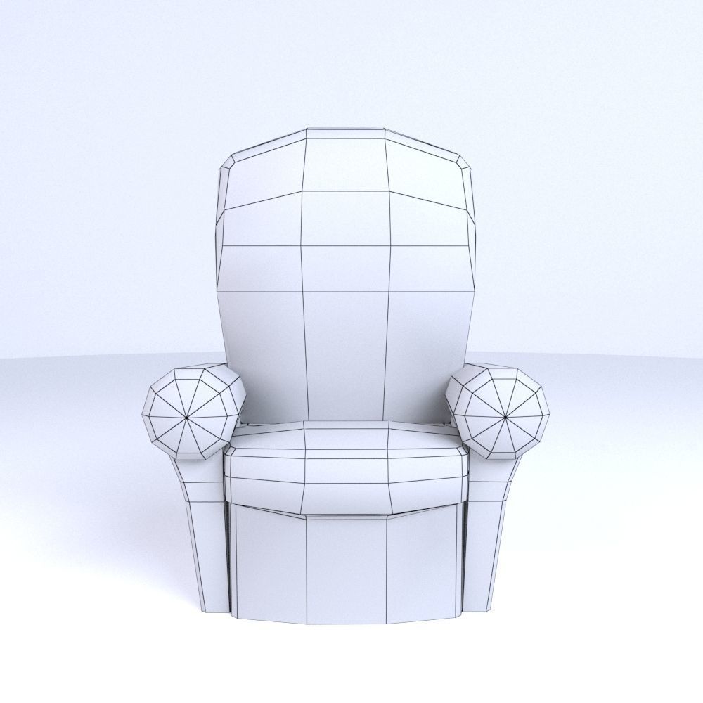 Cartoon Style Simple Sofa Low-poly 3D model_6