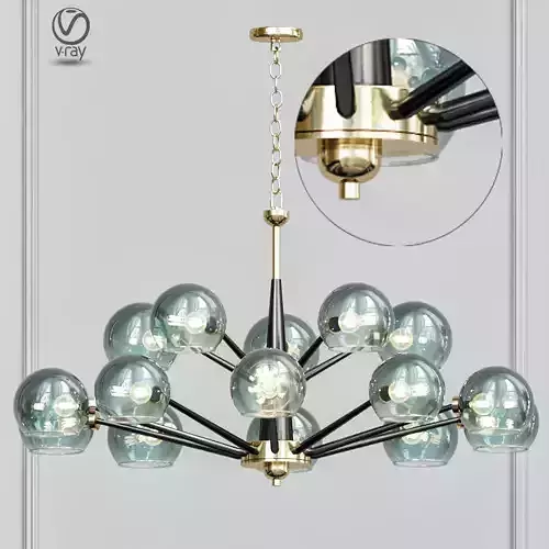 Thalia chandelier Blue glass 15 3D model