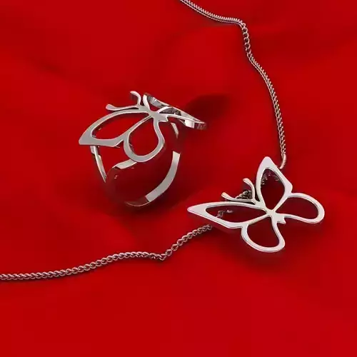 Butterfly ring and pendant