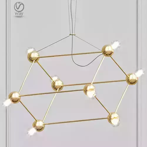 Molecule Gold Chandelier 3D model
