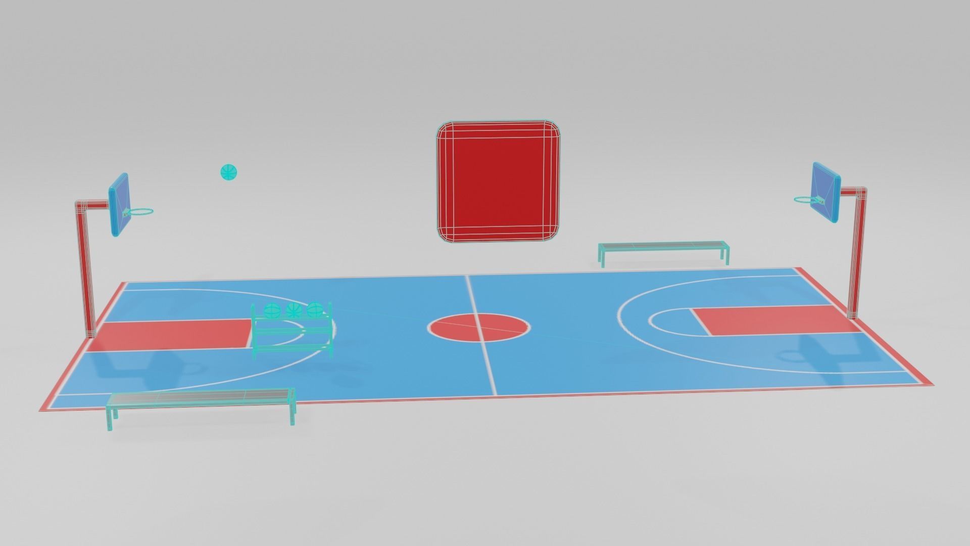 low poly basketball court pack Low-poly 3D model_15