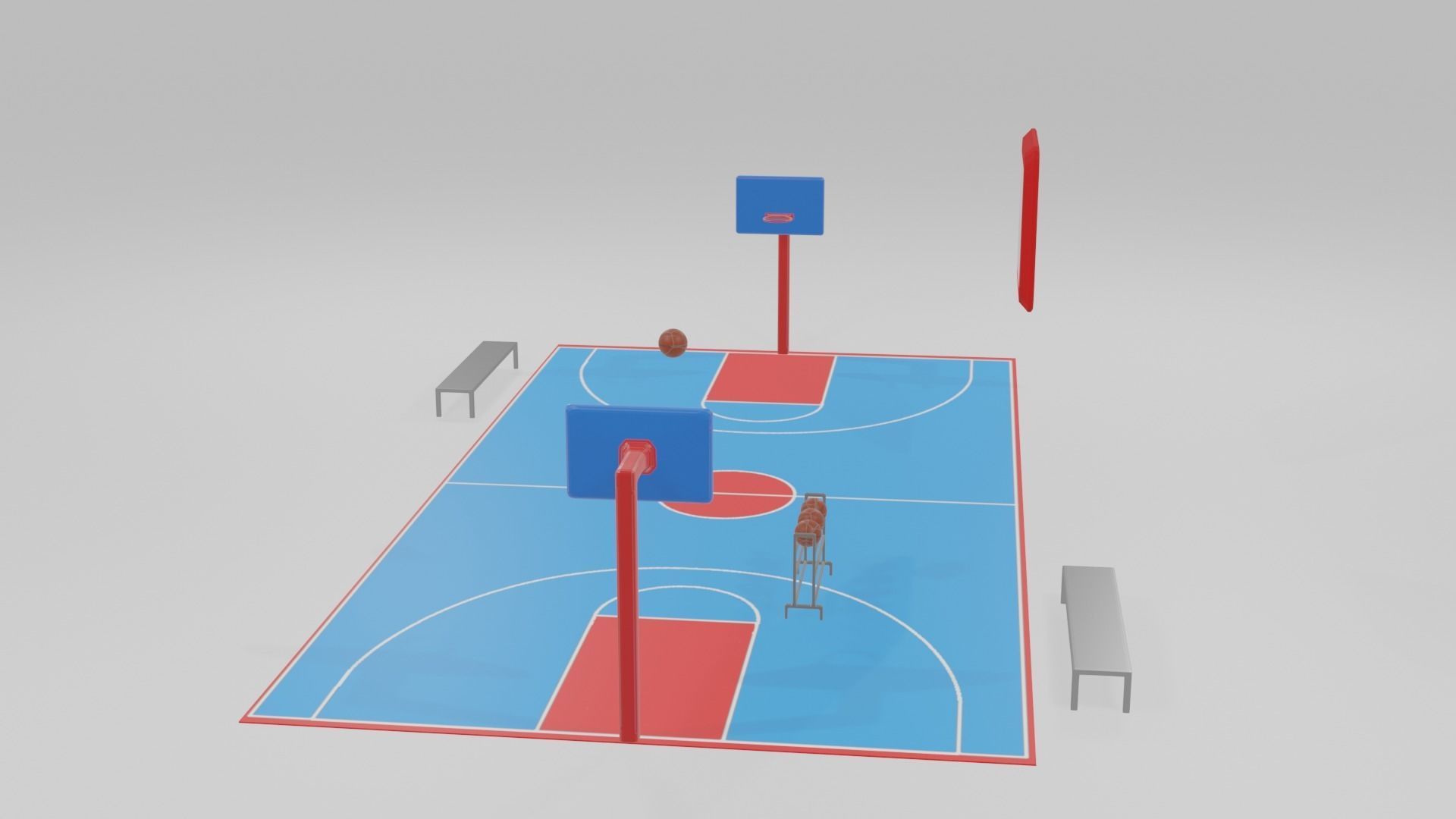 low poly basketball court pack Low-poly 3D model_10