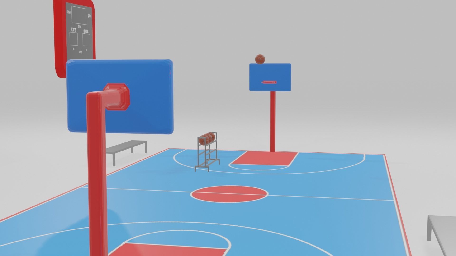 low poly basketball court pack Low-poly 3D model_36