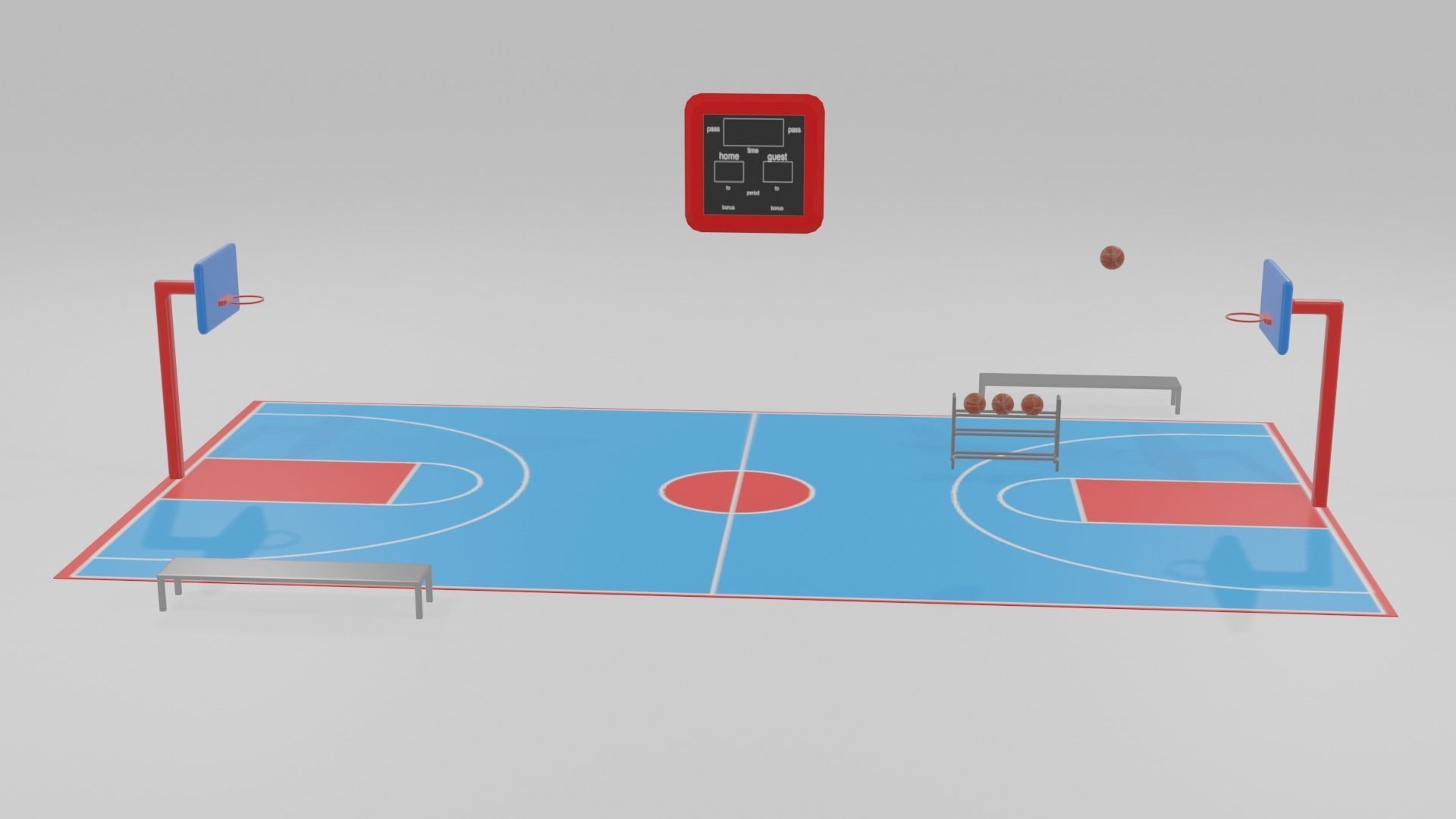 low poly basketball court pack Low-poly 3D model_2