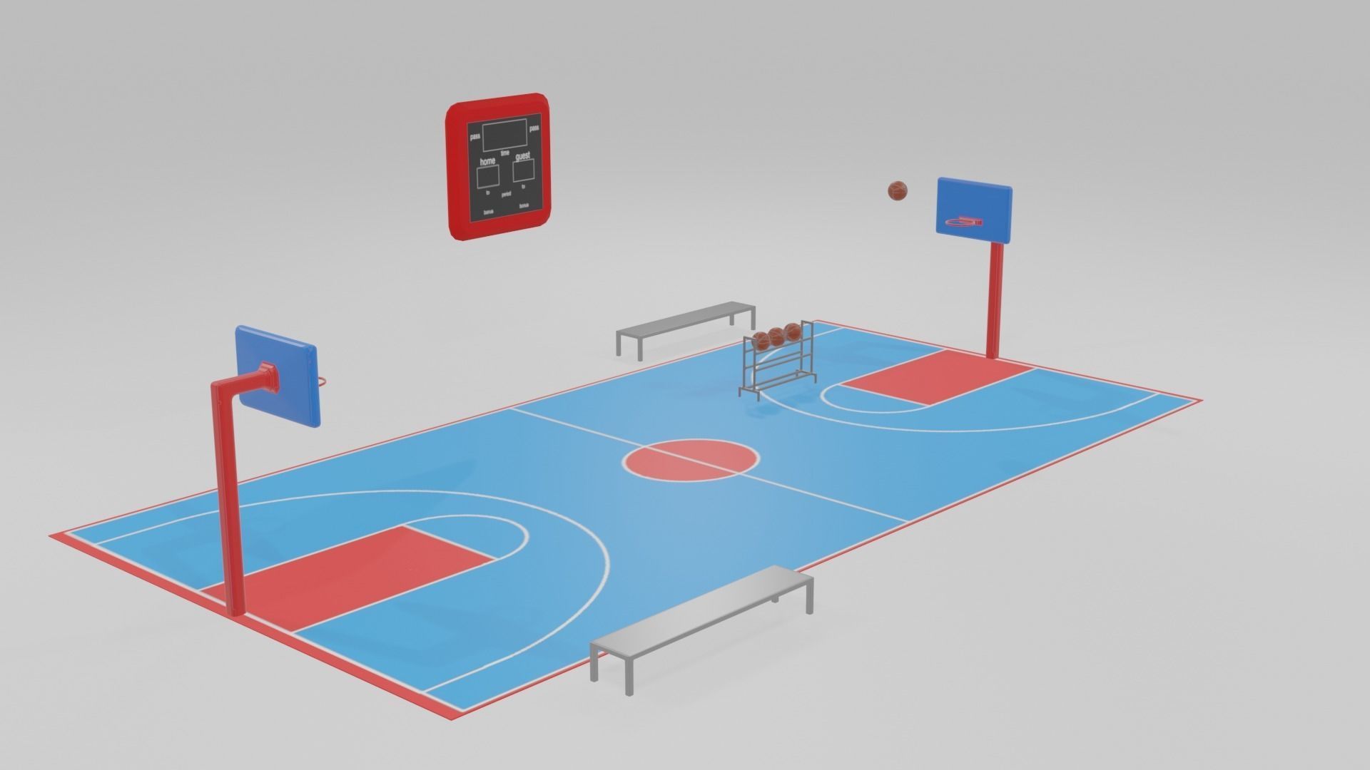 low poly basketball court pack Low-poly 3D model_20