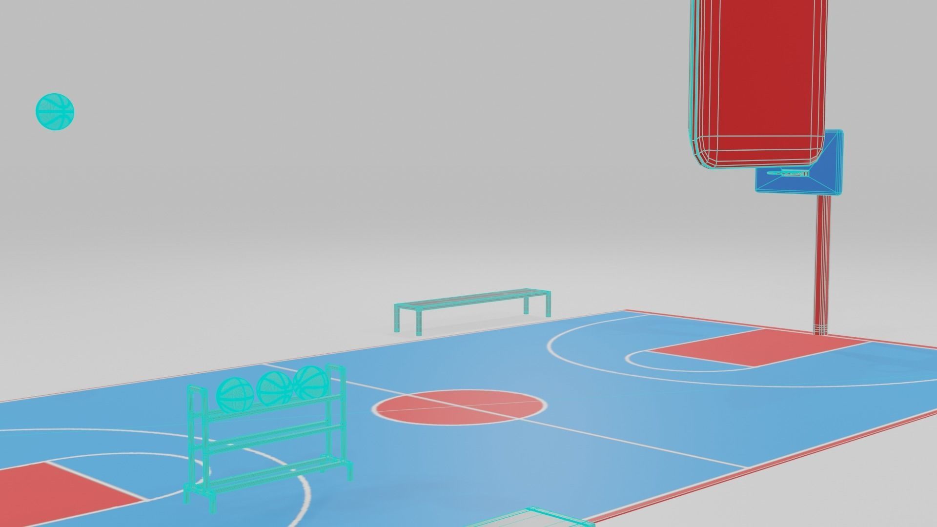 low poly basketball court pack Low-poly 3D model_29