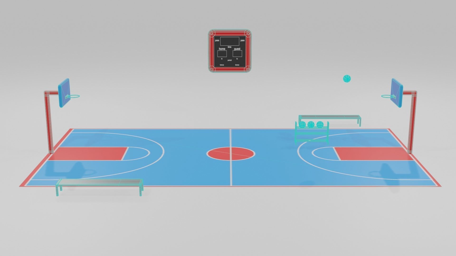 low poly basketball court pack Low-poly 3D model_23