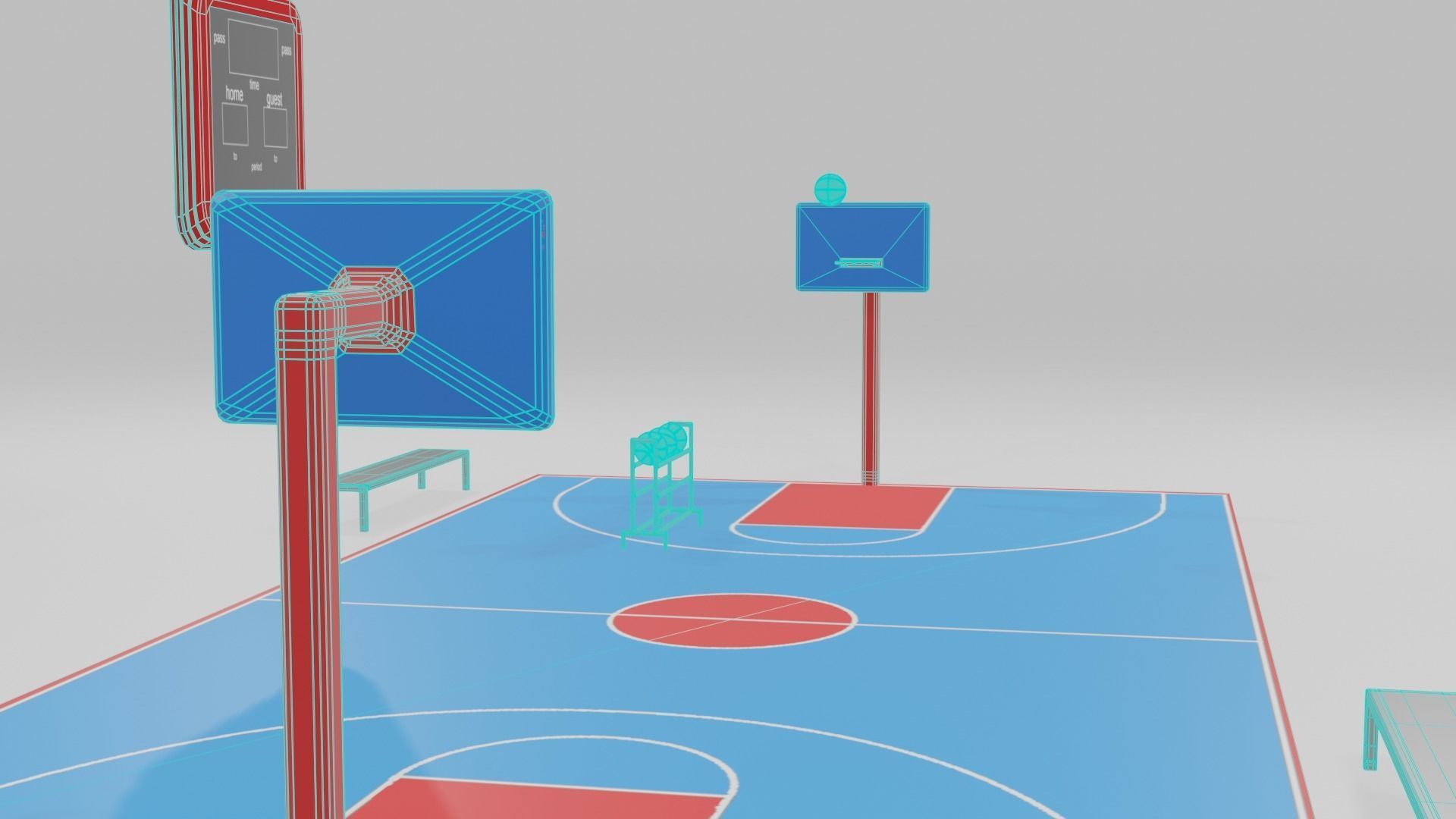 low poly basketball court pack Low-poly 3D model_37