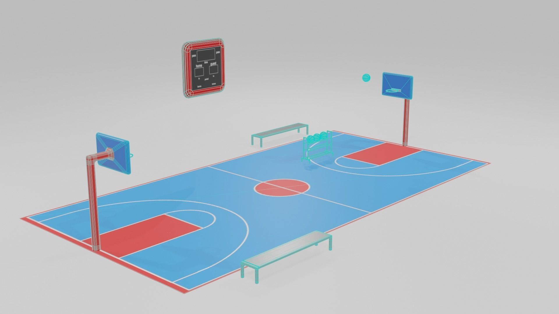 low poly basketball court pack Low-poly 3D model_21