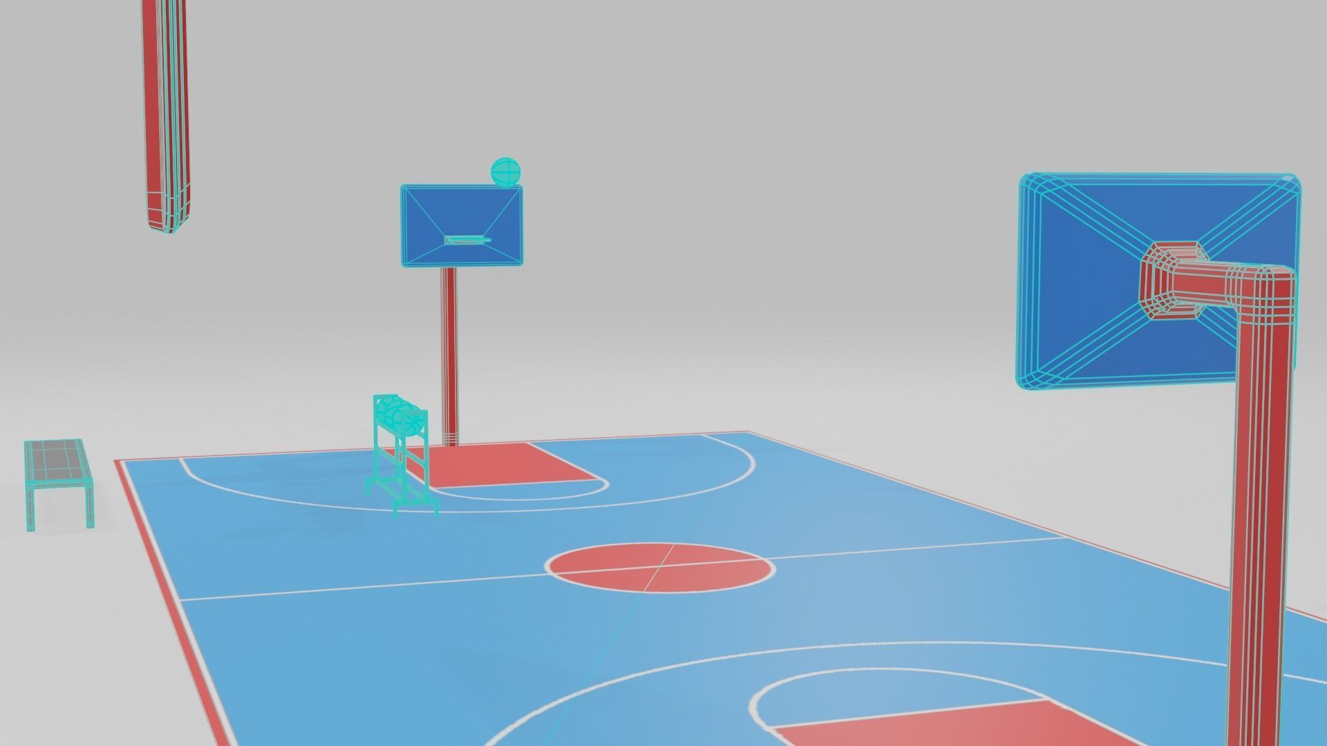 low poly basketball court pack Low-poly 3D model_35