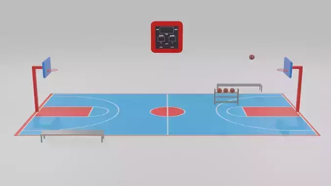 low poly basketball court pack Low-poly 3D model