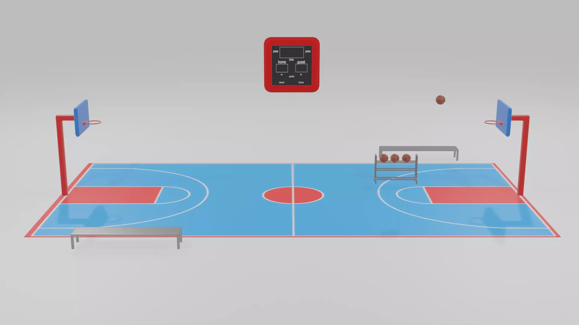low poly basketball court pack Low-poly 3D model_0