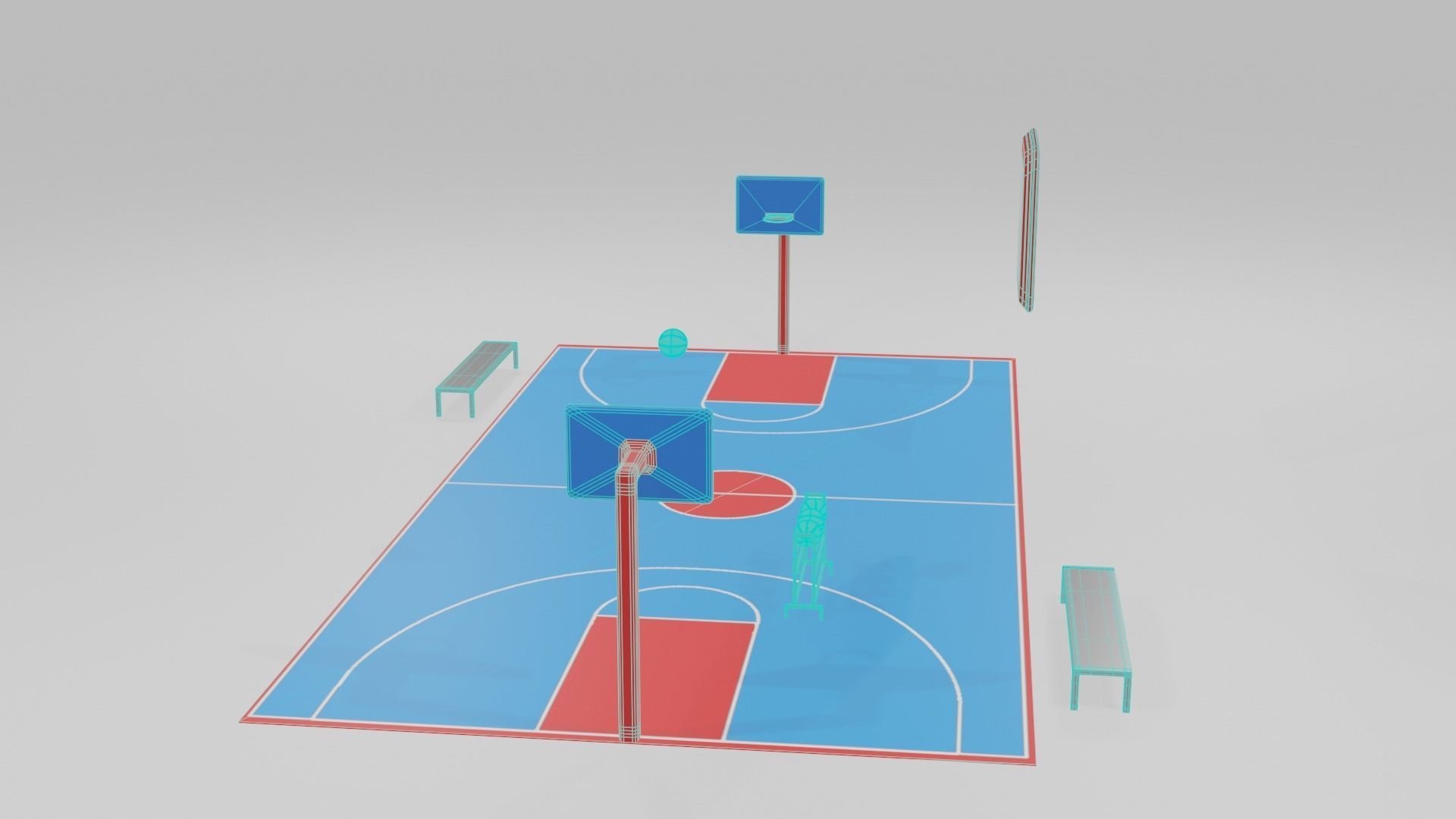 low poly basketball court pack Low-poly 3D model_11