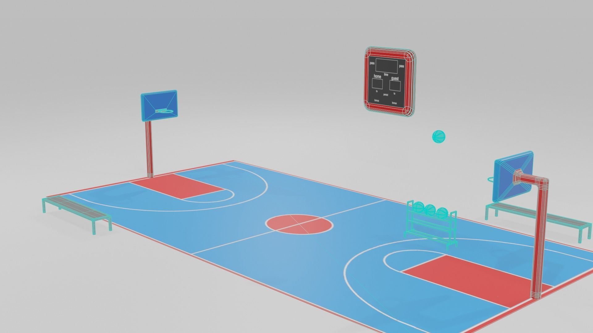 low poly basketball court pack Low-poly 3D model_25
