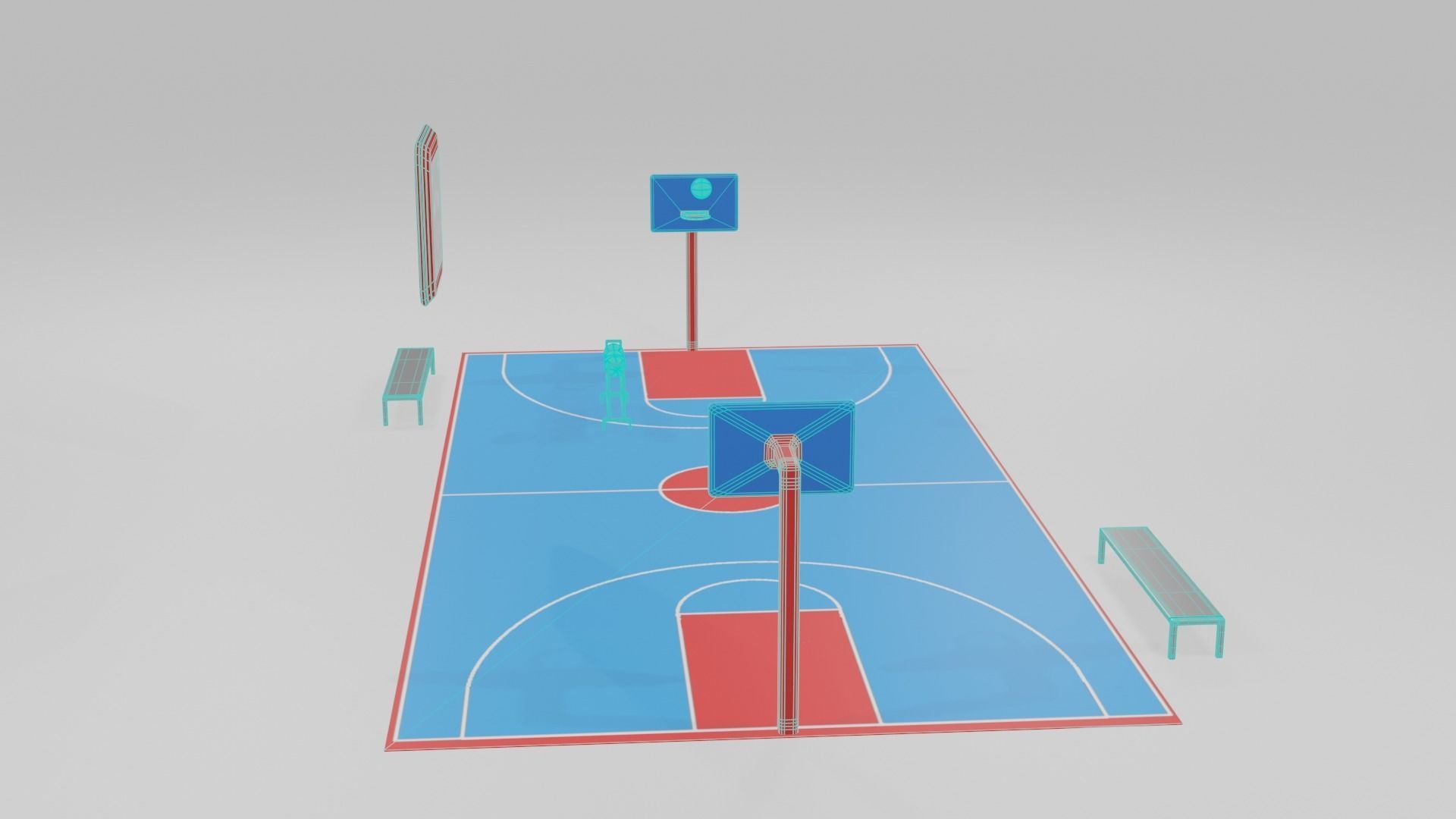 low poly basketball court pack Low-poly 3D model_19