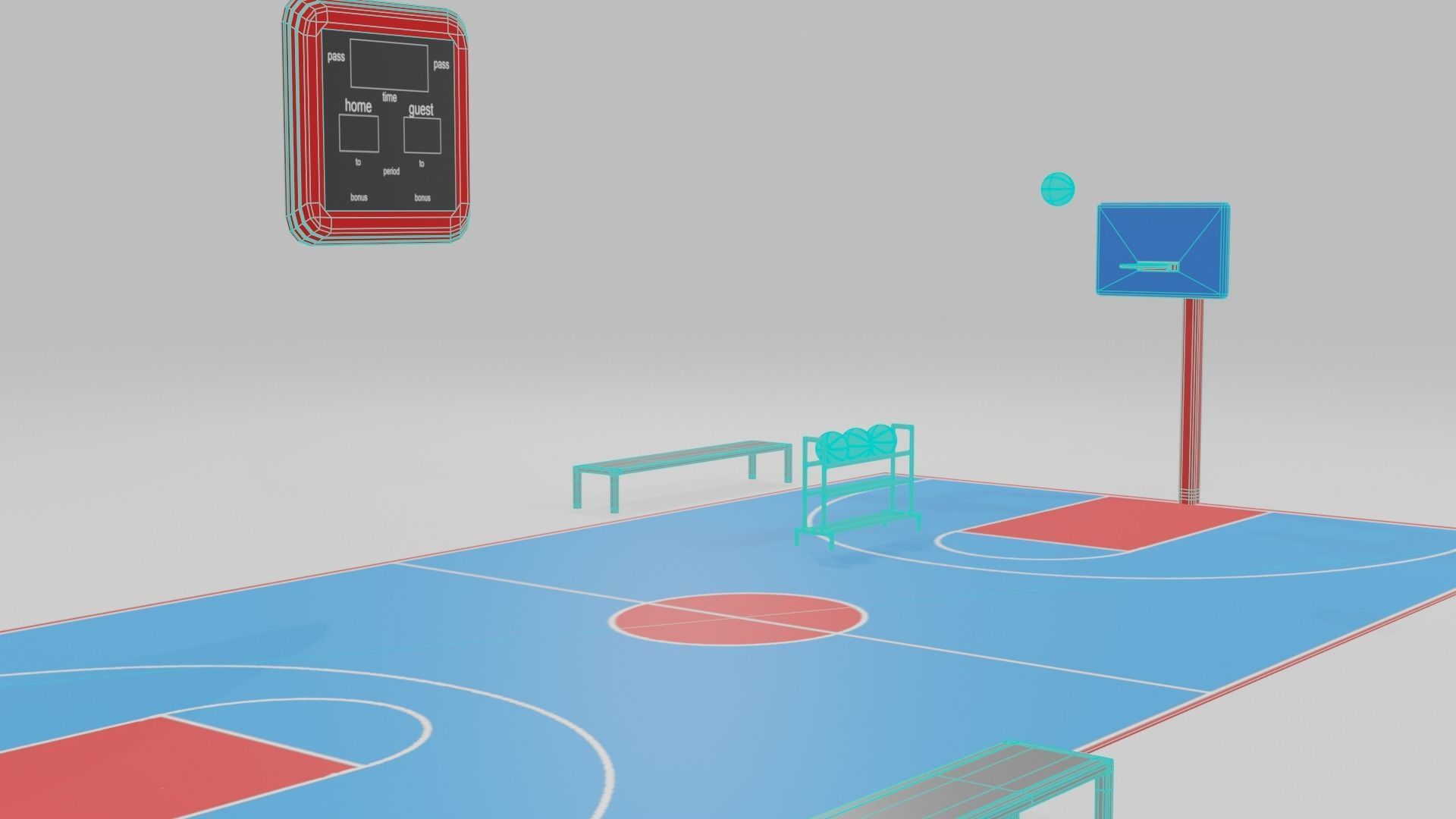 low poly basketball court pack Low-poly 3D model_39