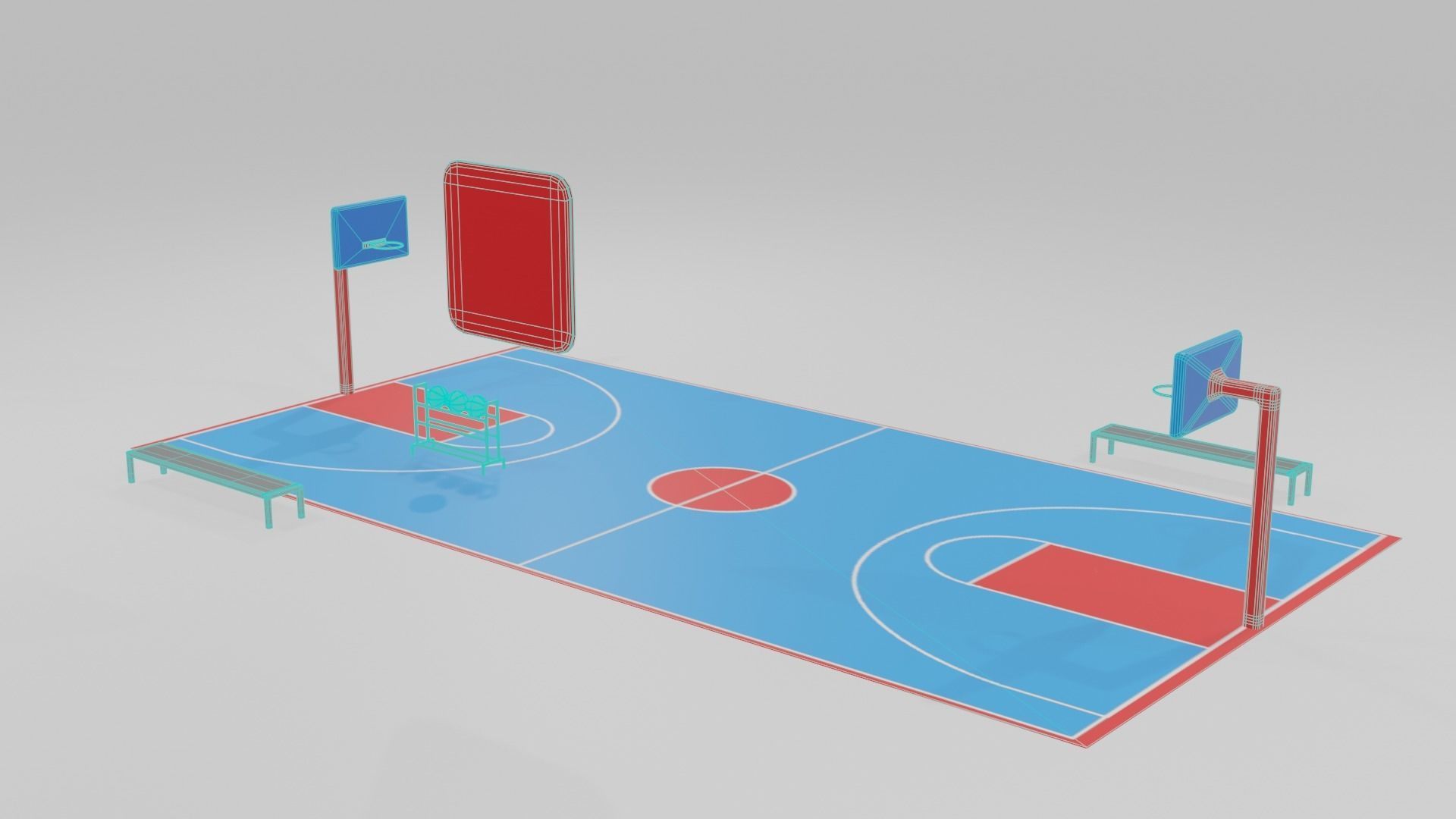 low poly basketball court pack Low-poly 3D model_17