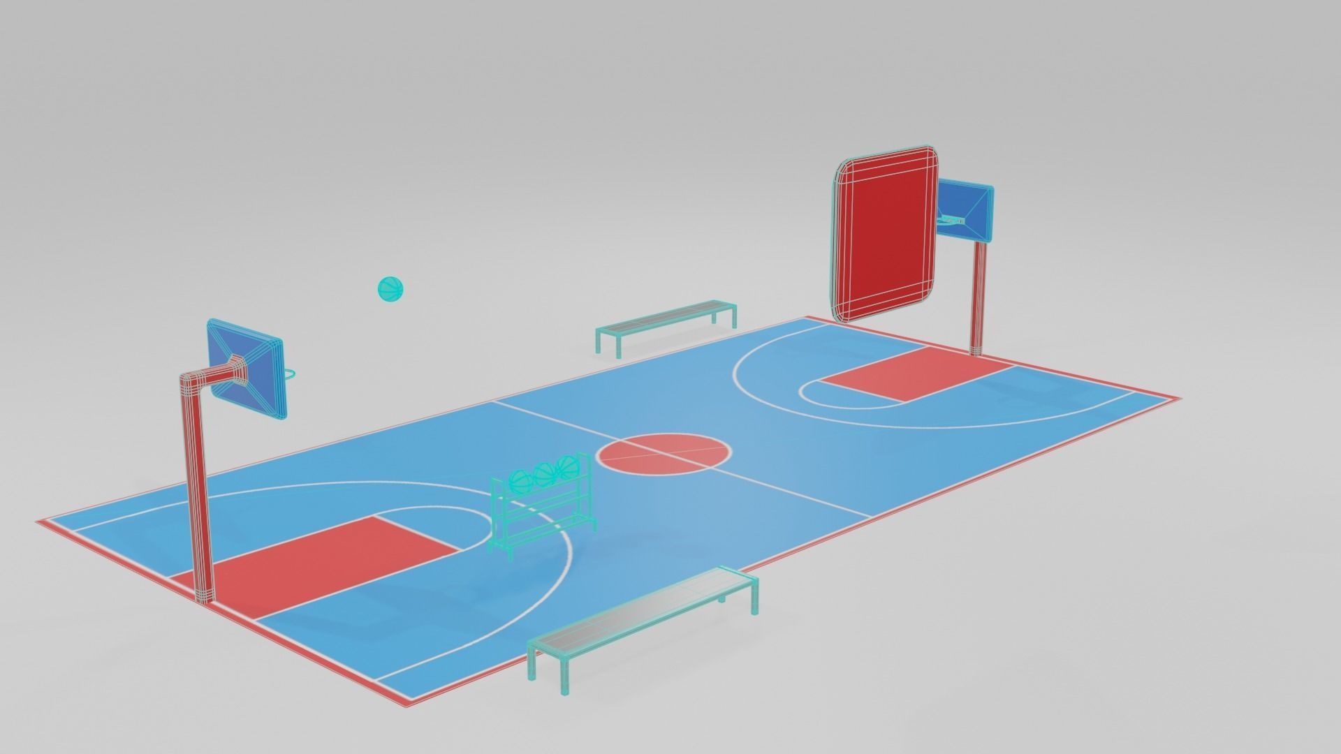 low poly basketball court pack Low-poly 3D model_13