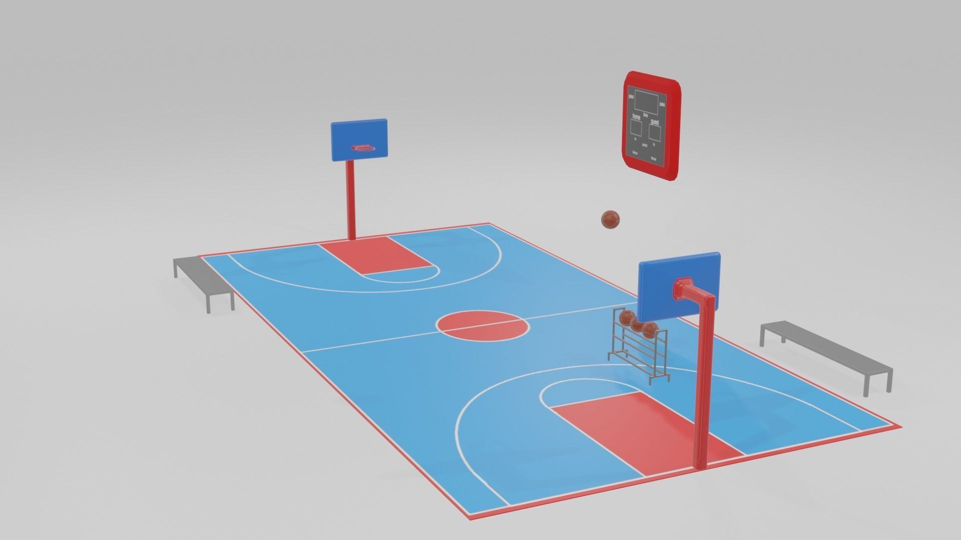 low poly basketball court pack Low-poly 3D model_8