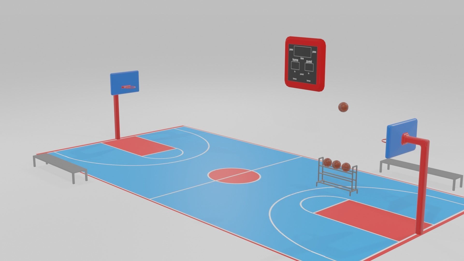 low poly basketball court pack Low-poly 3D model_24