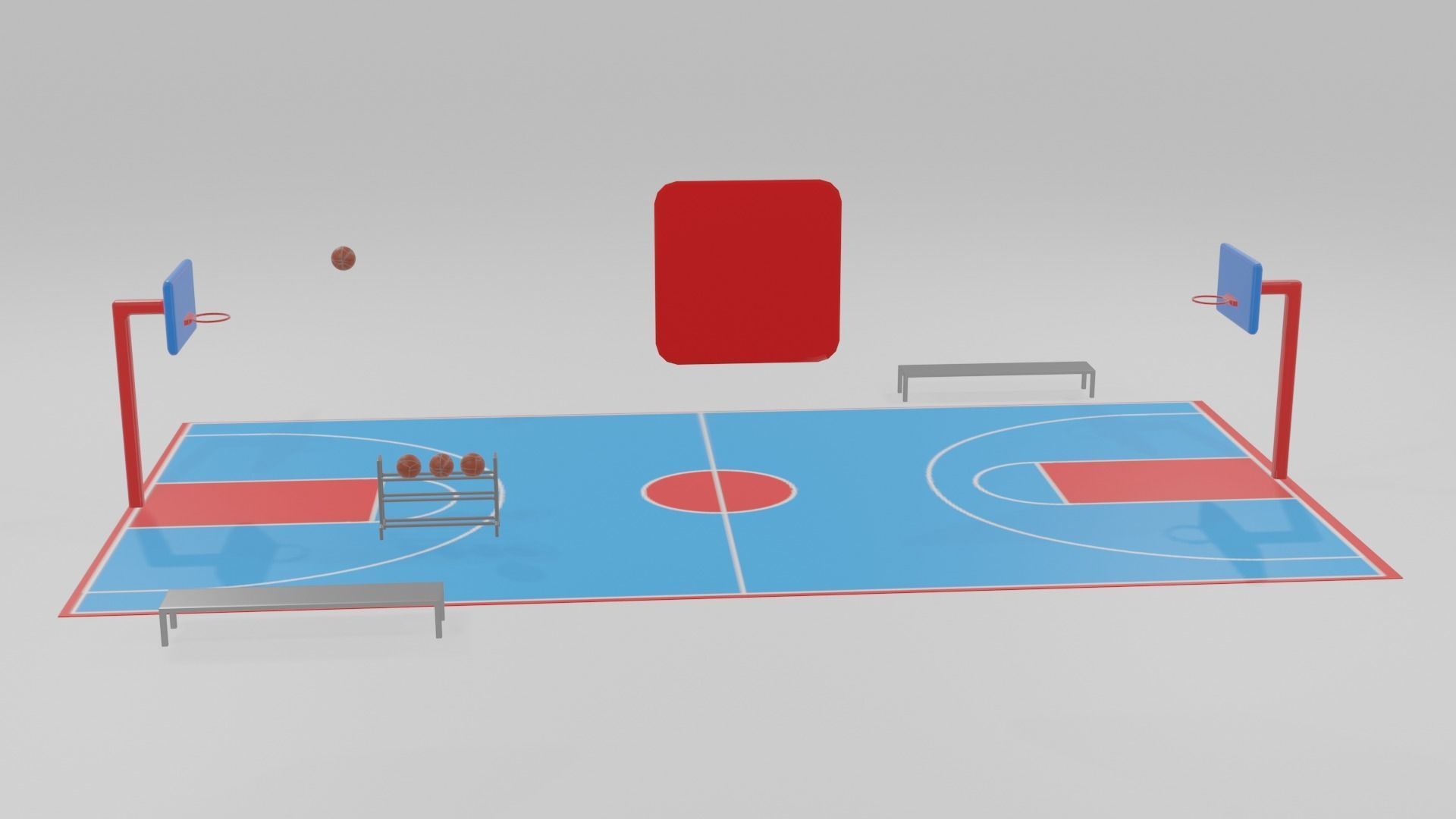 low poly basketball court pack Low-poly 3D model_14