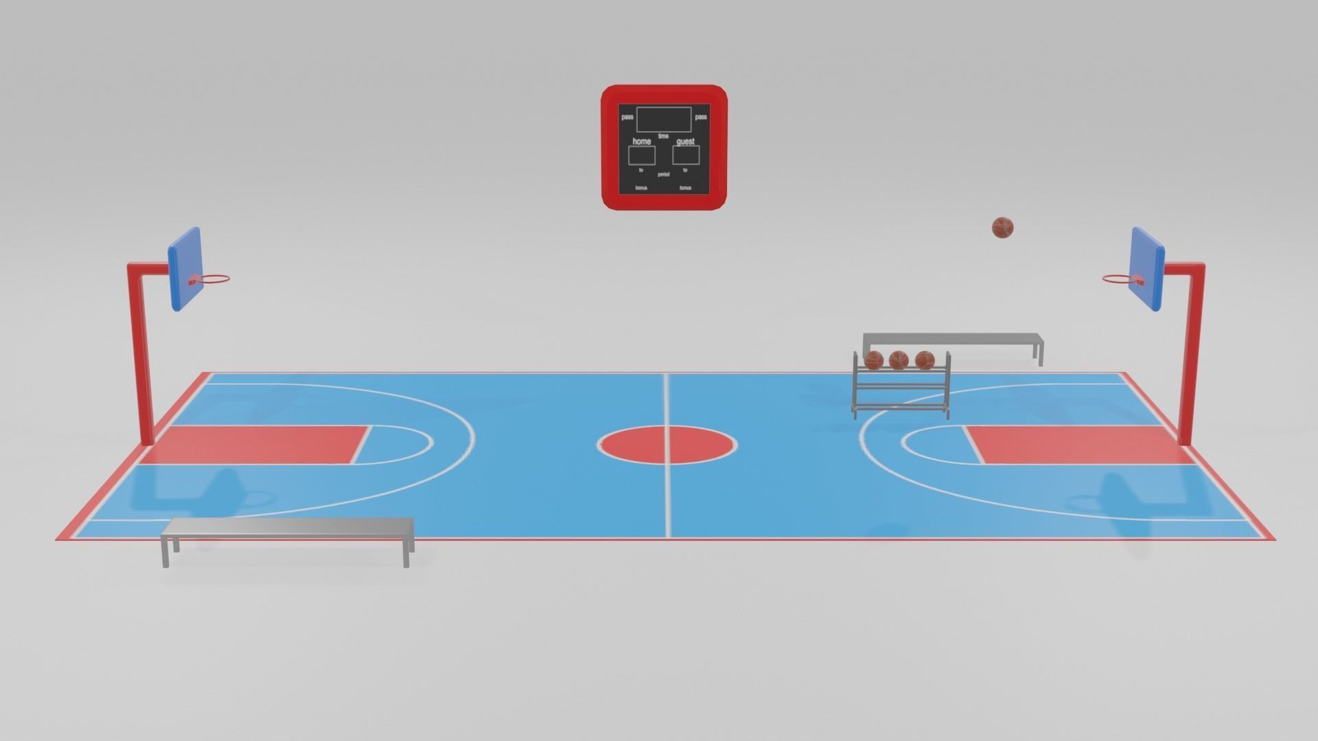low poly basketball court pack Low-poly 3D model_22