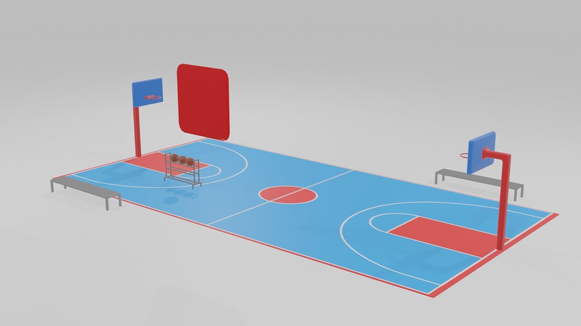 low poly basketball court pack Low-poly 3D model_16