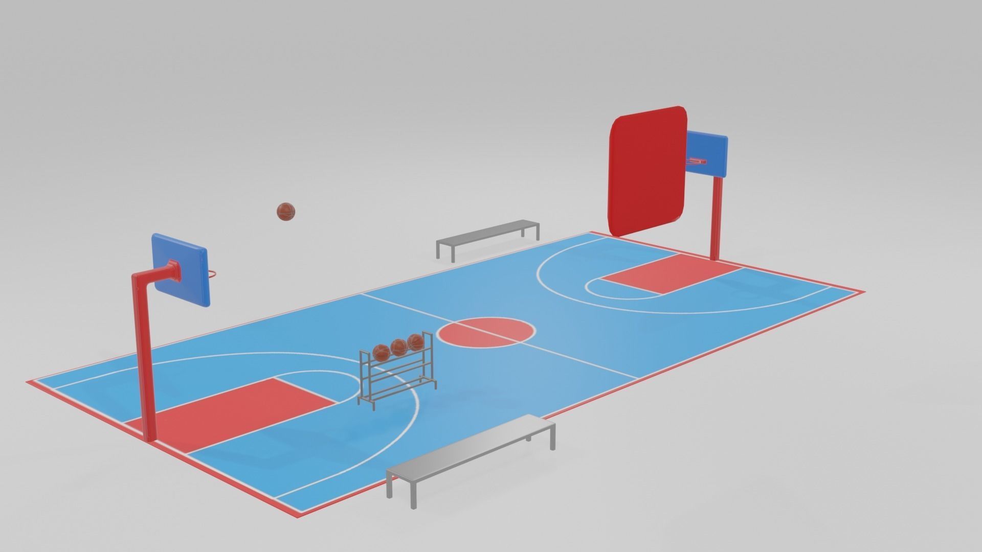 low poly basketball court pack Low-poly 3D model_12