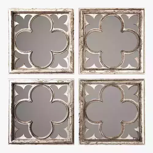 Uttermost vellauni aged wood quatrefoil mirrors 3D model