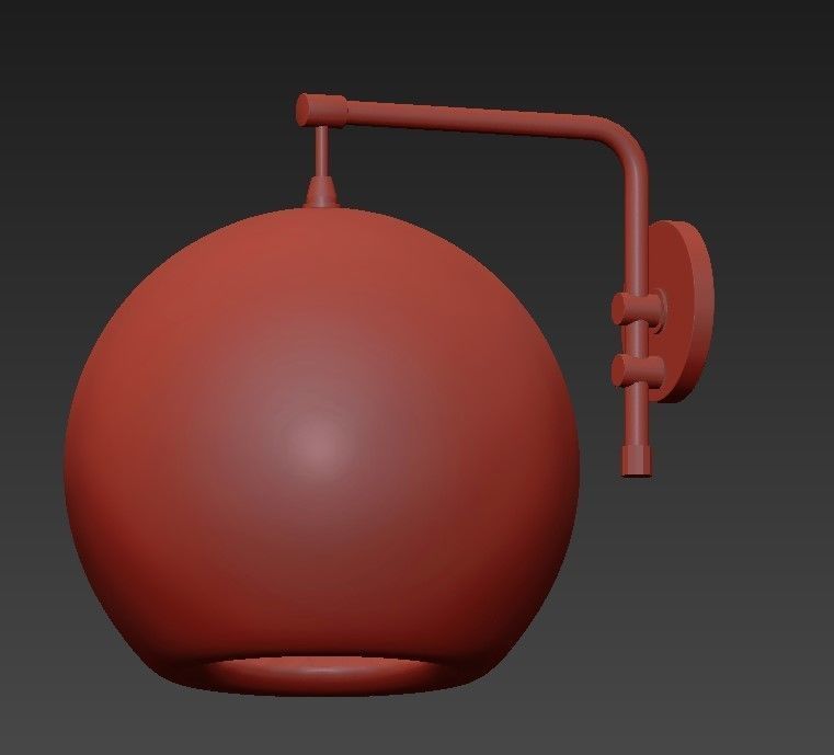 PLEATED glass globe wall sconce 3D model_3