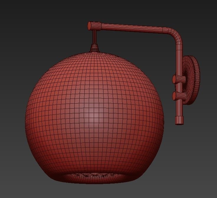 PLEATED glass globe wall sconce 3D model_5