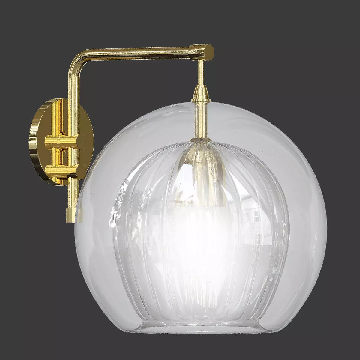 PLEATED glass globe wall sconce 3D model_0