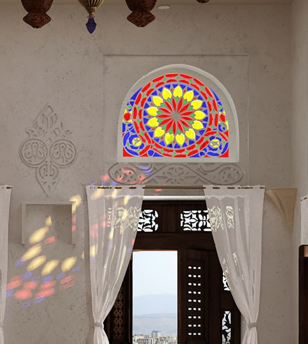 Yemeni Qamaria stained glasses windows 3D model_6
