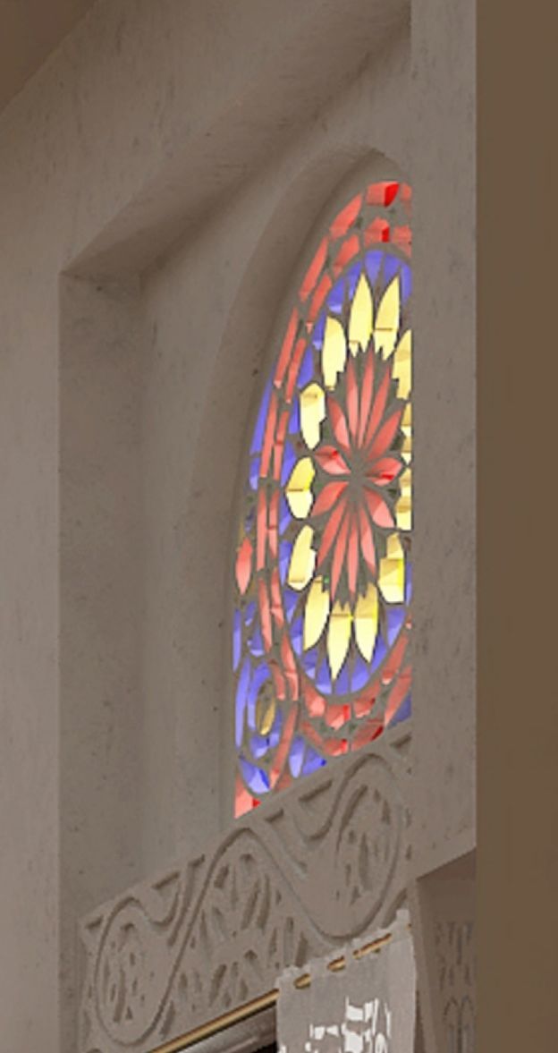 Yemeni Qamaria stained glasses windows 3D model_5
