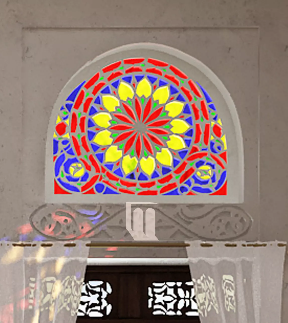 Yemeni Qamaria stained glasses windows 3D model_0