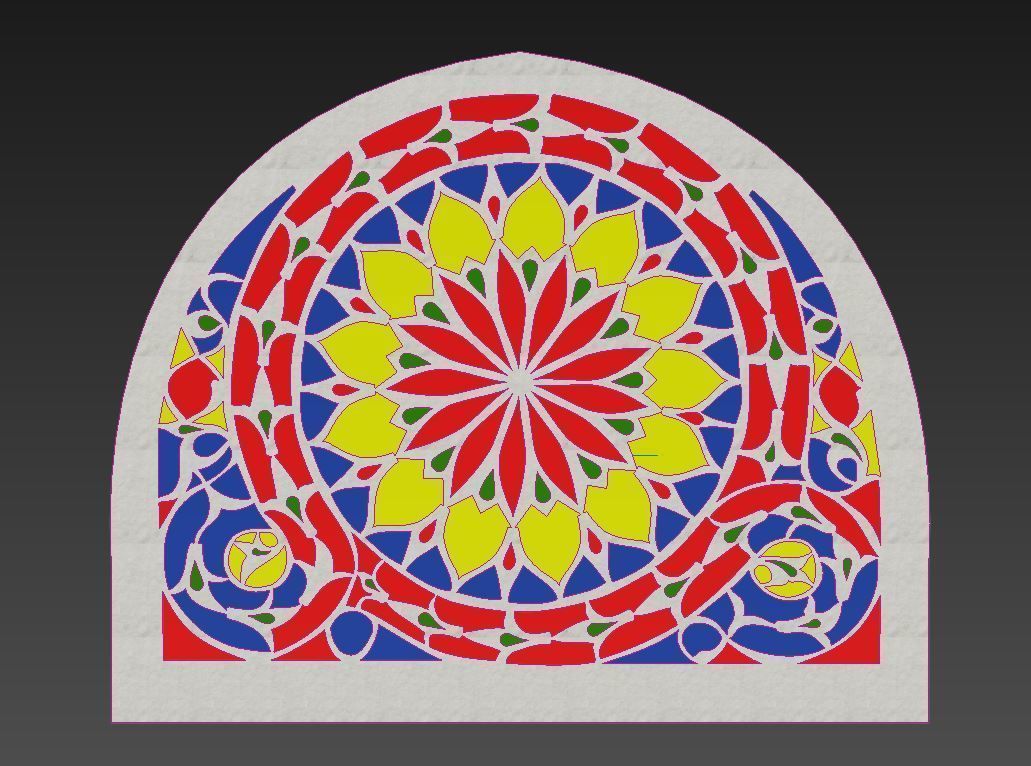 Yemeni Qamaria stained glasses windows 3D model_1