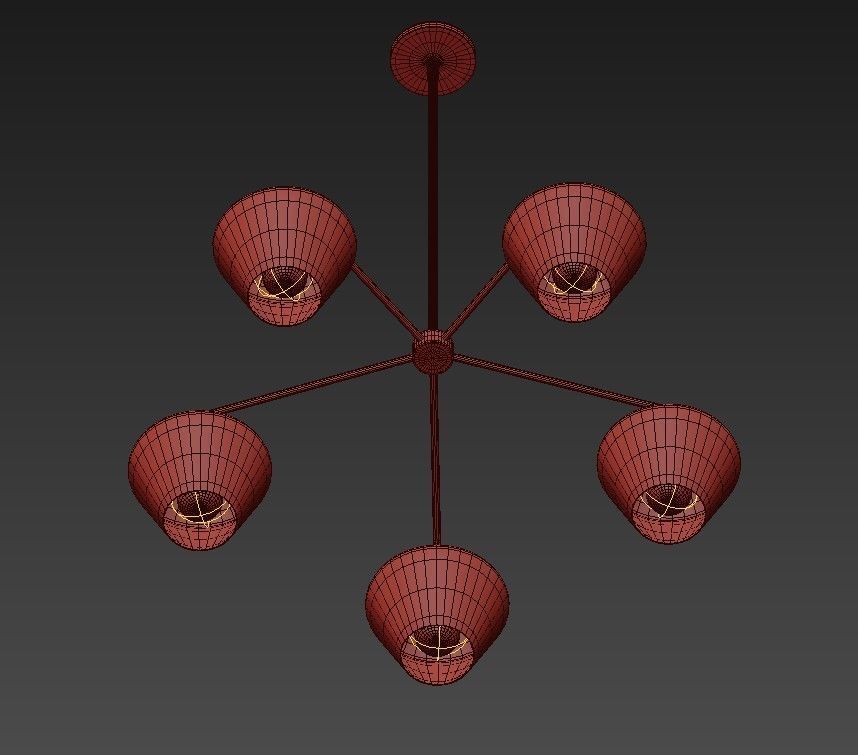 Sculptural Glass 5 Light 3D model_4