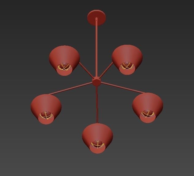 Sculptural Glass 5 Light 3D model_2