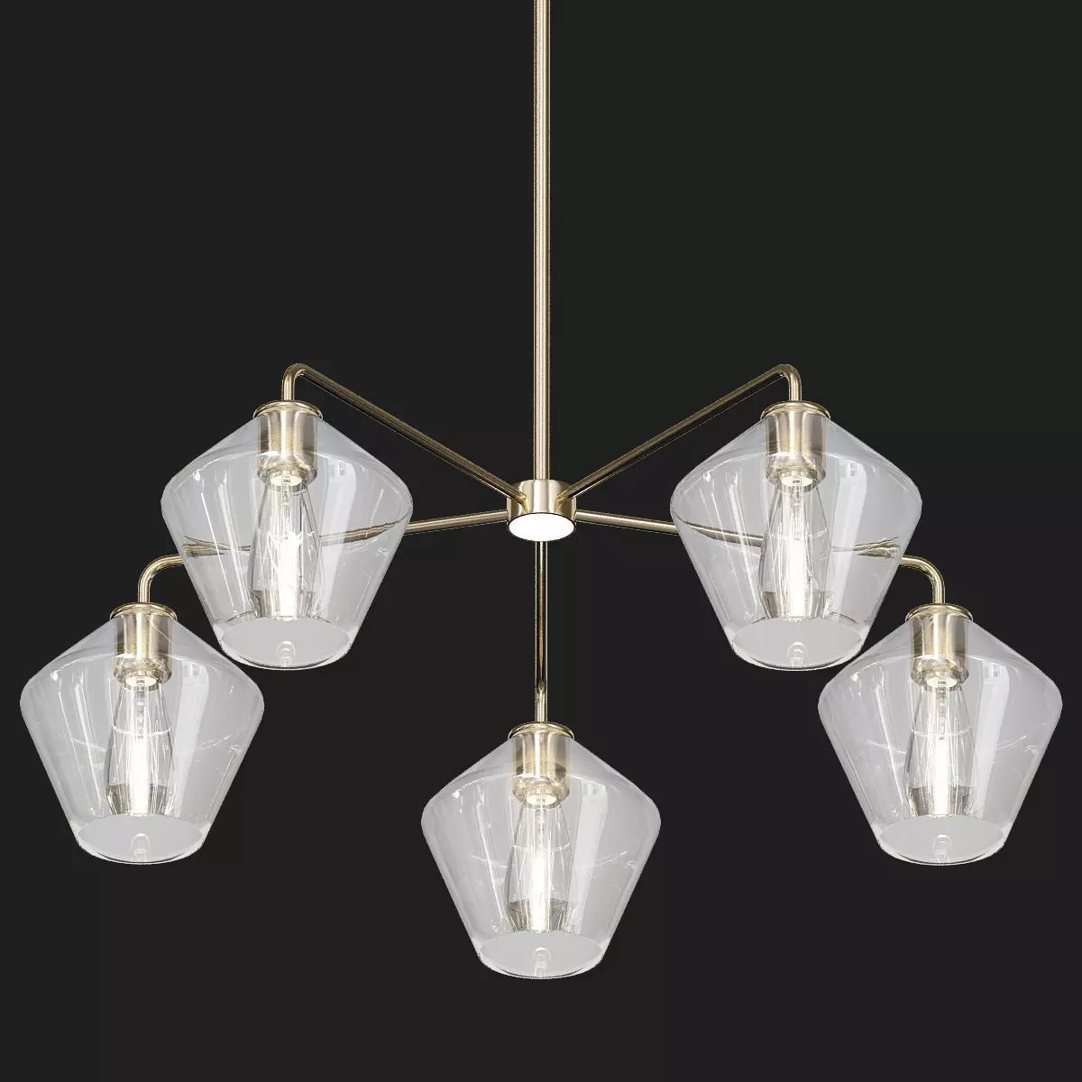 Sculptural Glass 5 Light 3D model_0