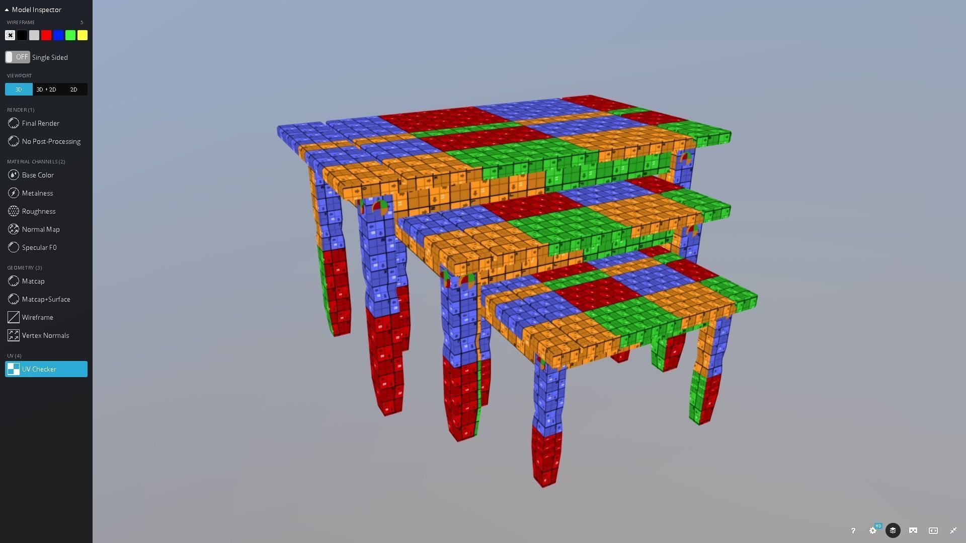Pine Table Nest Low-poly 3D model_14