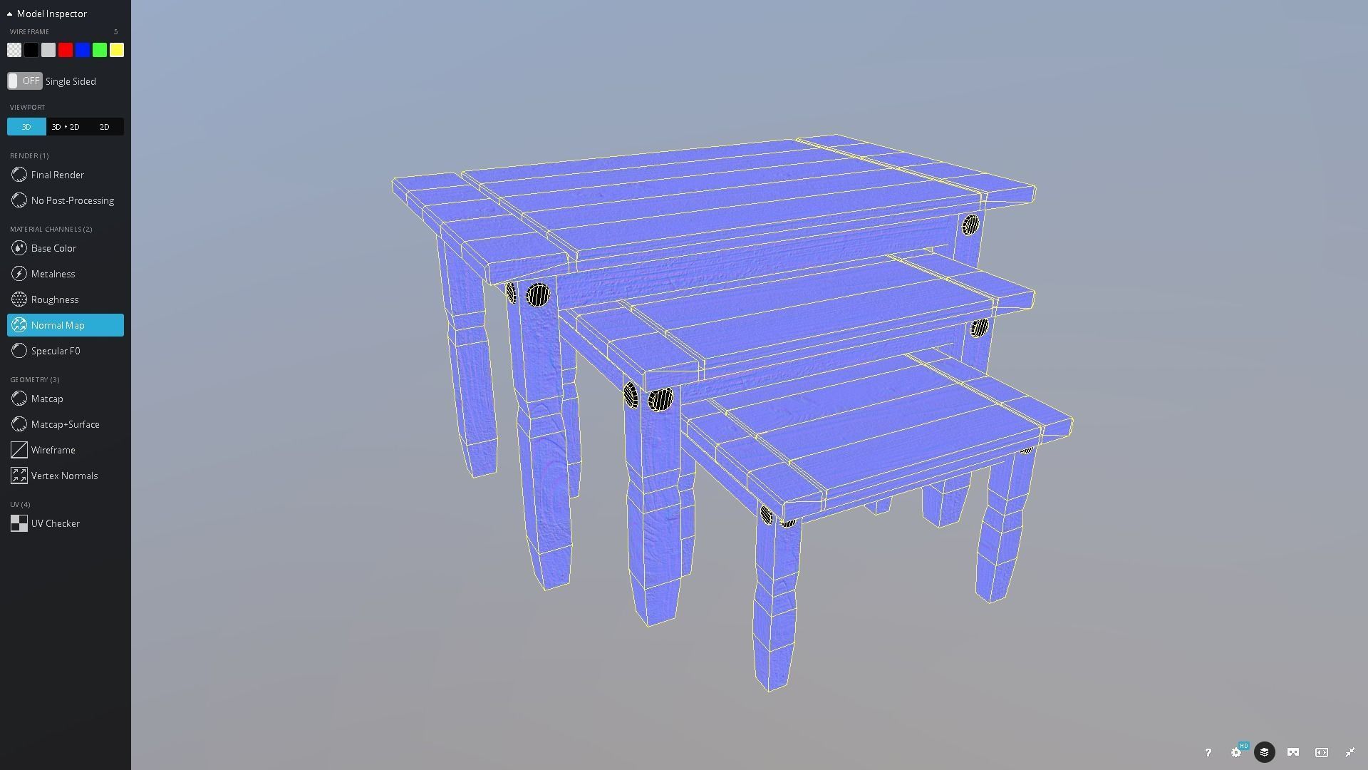 Pine Table Nest Low-poly 3D model_12