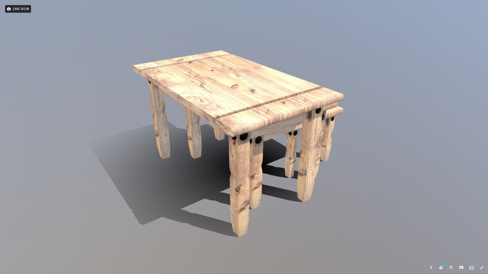 Pine Table Nest Low-poly 3D model_4