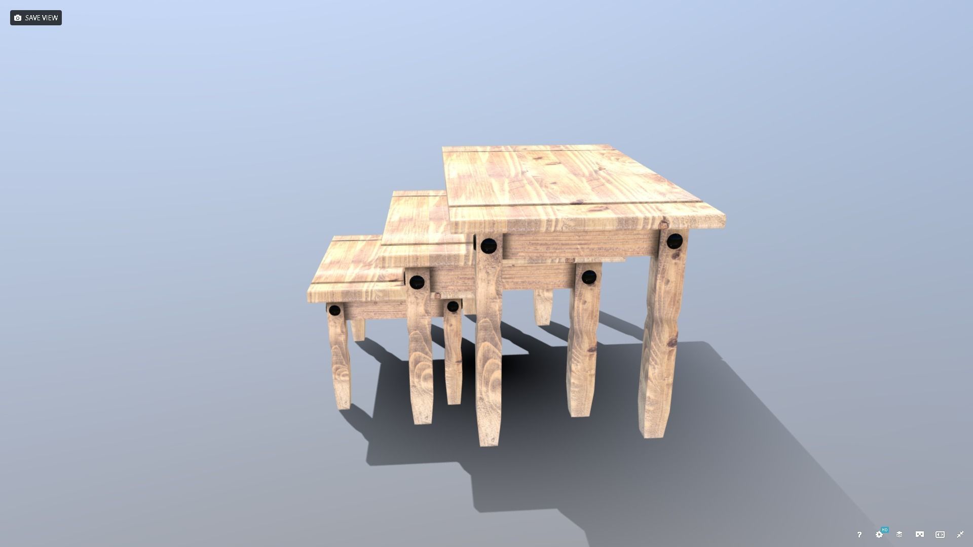 Pine Table Nest Low-poly 3D model_3
